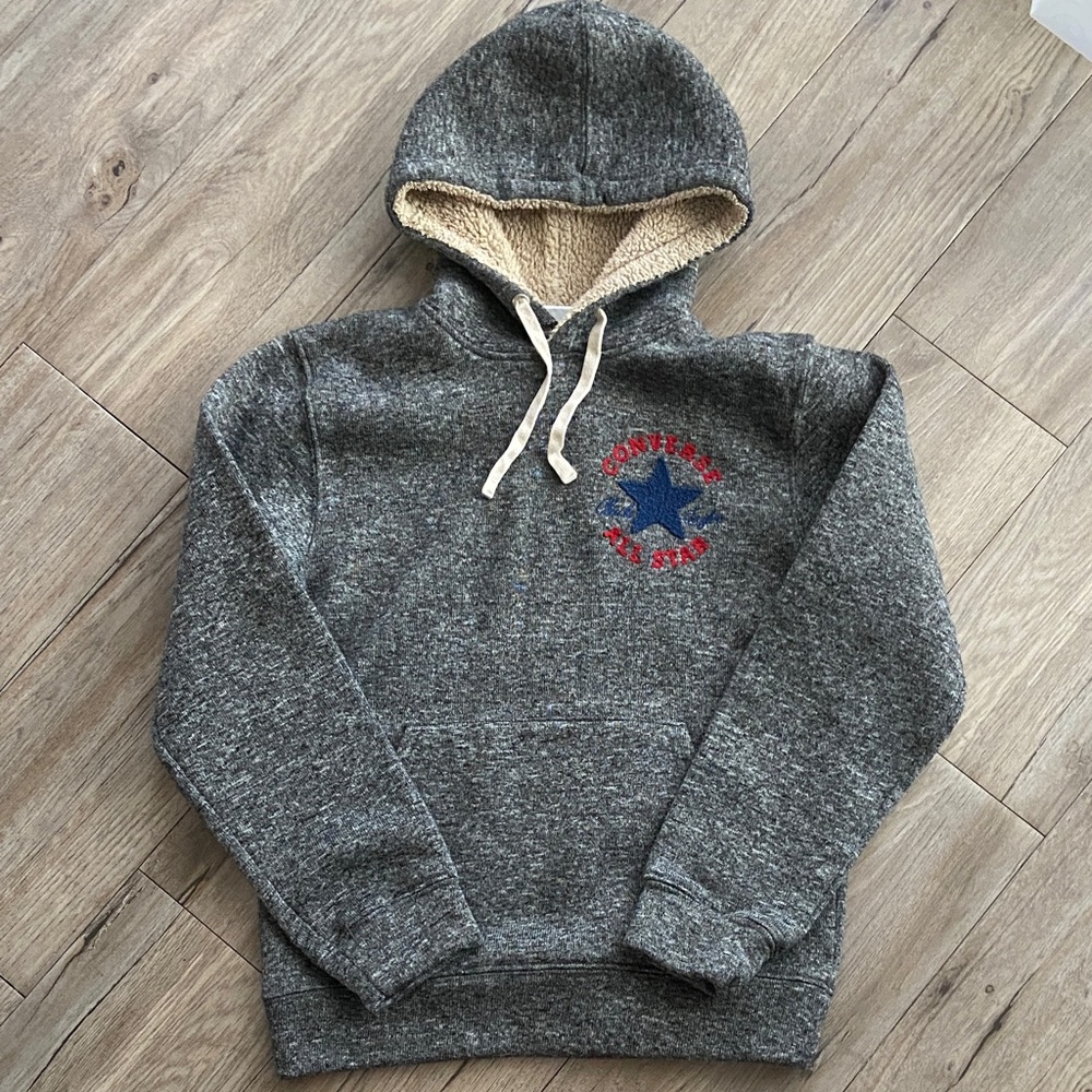 Gray Converse Hoodie with Embroidered Star